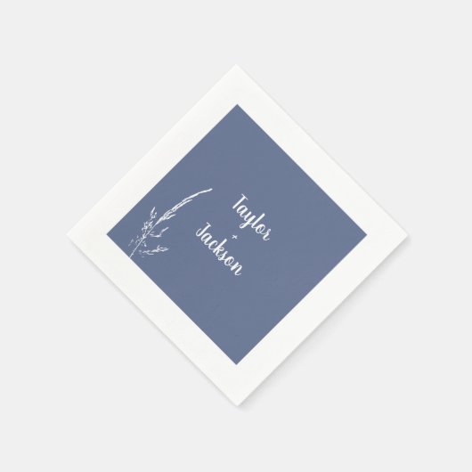Minimalistisch-Blau-Weiß-Hochzeit Serviette (Ecke)