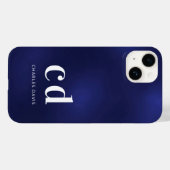 Minimalistisch: blau-weiße Monogrammnamen Case-Mate iPhone Hülle (Rückseite (Horizontal))