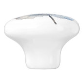 Minimalistisch Blau Weißer Single Blütenchic Blüte Keramikknauf (Seitenansicht)