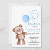 Minimalistisch Blau: "Wir können abwarten!" Babypa Einladung (Vorderseite)