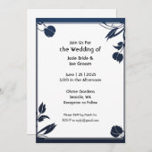 Minimalistisch-blaue Blumen-Hochzeit Einladung (Vorne/Hinten)