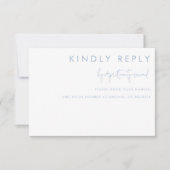 Minimalistisch-blaue Blütenblume Moderne Hochzeits RSVP Karte (Vorderseite)