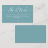 Minimalistisch-Blaue Kalligrafie-Hochzeitdetails Begleitkarte (Vorne/Hinten)