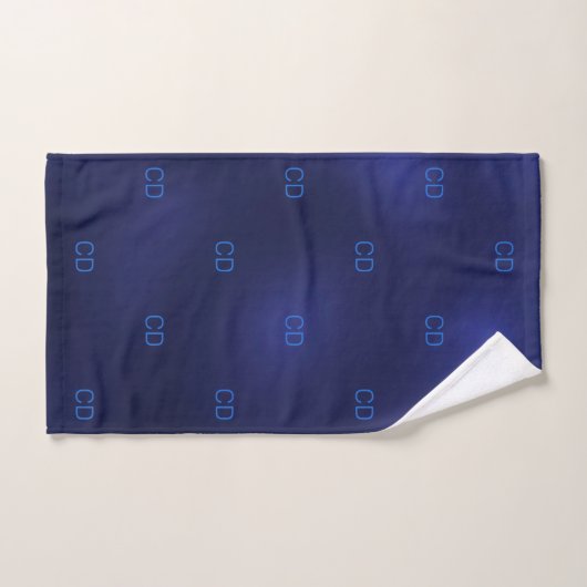 Minimalistisch: Blaue Monogramm-Initialen Badhandtuch Set (Handtuch)