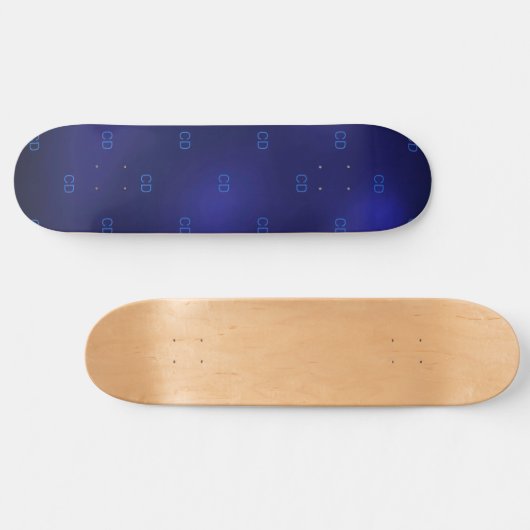 Minimalistisch: Blaue Monogramm-Initialen Skateboard (Horizontal)