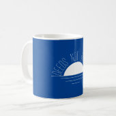 Minimalistisch-blaue Sonne inspirierendes Zitat Kaffeetasse (Vorderseite Links)