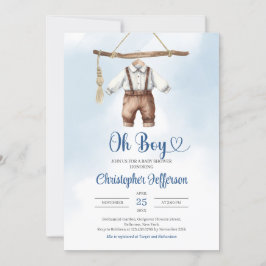 Minimalistisch Blue and Brown Boy Clothes Kinderdu Einladung