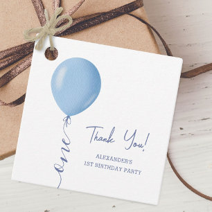 Minimalistisch Blue Balloon Boy 1. Geburtstag Geschenkanhänger