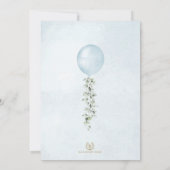 Minimalistisch Blue Balloon Eucalyptus Boy Baby Sh Einladung (Rückseite)
