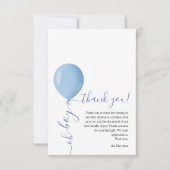 Minimalistisch Blue Balloon Oh Boy Baby Dusche Dankeskarte (Vorderseite)