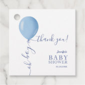 Minimalistisch Blue Balloon Oh Boy Baby Dusche Geschenkanhänger (Vorderseite)