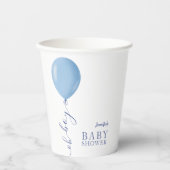 Minimalistisch Blue Balloon Oh Boy Baby Dusche Pappbecher (Vorderseite)