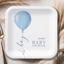 Minimalistisch Blue Balloon Oh Boy Baby Dusche