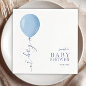 Minimalistisch Blue Balloon Oh Boy Baby Dusche Serviette