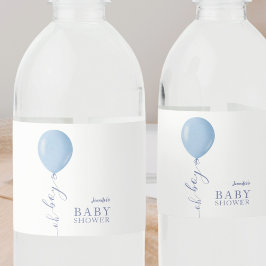 Minimalistisch Blue Balloon Oh Boy Baby Dusche Wasserflaschenetikett