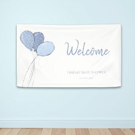 Minimalistisch Blue Balloons Baby Dusche Empfang Banner
