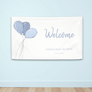 Minimalistisch Blue Balloons Baby Dusche Empfang Banner