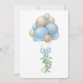Minimalistisch Blue Balloons Babydusche Einladung (Rückseite)