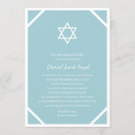 Minimalistisch Blue Bar or Bat Mitzvah Einladung<br><div class="desc">Diese einfache,  zeitlose Bar Mitzvah-Einladung besticht durch einen weißen Stern von David,  blauen Hintergrund und einen einzigartigen weißen Rahmen. Zusätzliche Informationen und/oder Fotos können auf Wunsch auf der Kartenrückseite hinzugefügt werden.</div>