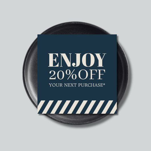 Minimalistisch Blue Beige Stripes Holiday Coupon