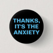 Minimalistisch Blue Black Mental Health Angst Button (Vorderseite)