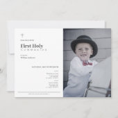 Minimalistisch Blue Boy Foto Erste Heilige Kommune Einladung (Vorderseite)