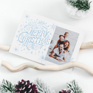 Minimalistisch Blue Calligraphy Frohe Weihnachten 
