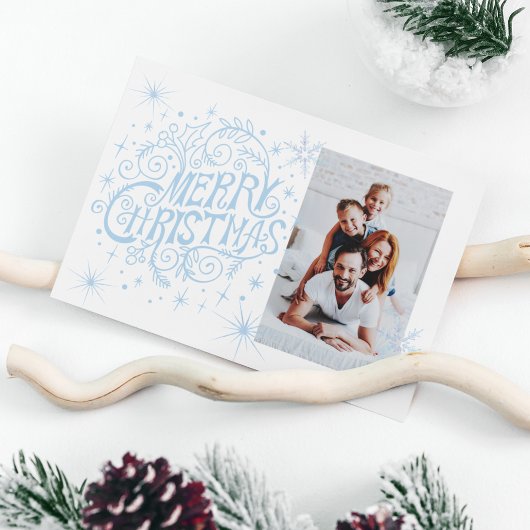 Minimalistisch Blue Calligraphy Frohe Weihnachten