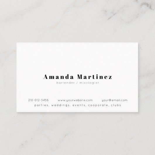 Minimalistisch Blue Cocktail Barkeeper Mixologe Visitenkarte (Rückseite)