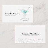 Minimalistisch Blue Cocktail Barkeeper Mixologe Visitenkarte (Vorne/Hinten)