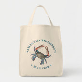 Minimalistisch Blue Crab Simple Nautical Blue Crab Tragetasche (Vorne)