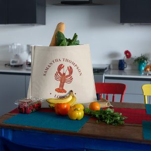 Minimalistisch Blue Crab Simple Nautical Red Lobst Jumbo Stoffbeutel