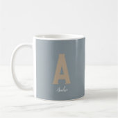 Minimalistisch Blue Custom Monogram Kaffeetasse (Links)