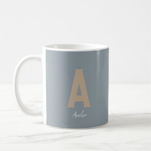 Minimalistisch Blue Custom Monogram Kaffeetasse (Links)