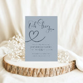 Minimalistisch Blue Elegance Heart Oh Boy Baby Dus Einladung