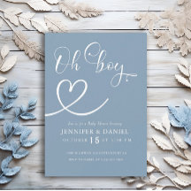 Minimalistisch Blue Elegant Oh Boy Baby Shower