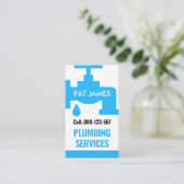 Minimalistisch Blue Faucet Plumbing Visitenkarte (Stehend Vorderseite)