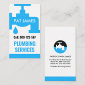Minimalistisch Blue Faucet Plumbing Visitenkarte (Vorne/Hinten)