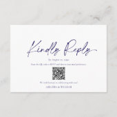 Minimalistisch Blue Floral RSVP Card - QR Code Begleitkarte (Rückseite)