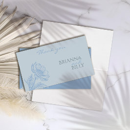 Minimalistisch Blue Floral Wedding Dankeschön Card