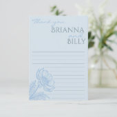 Minimalistisch Blue Floral Wedding Dankeschön Card Dankeskarte (Stehend Vorderseite)