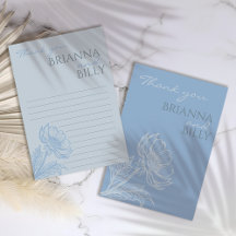 Minimalistisch Blue Floral Wedding Dankeschön Card