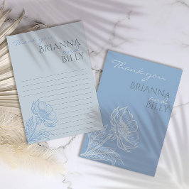 Minimalistisch Blue Floral Wedding Dankeschön Card Dankeskarte