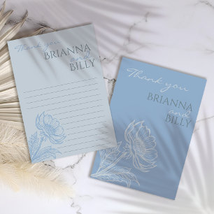 Minimalistisch Blue Floral Wedding Dankeschön Card Dankeskarte