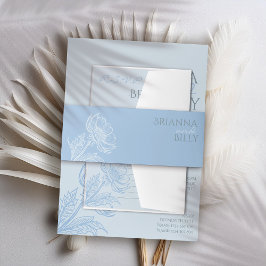 Minimalistisch Blue Floral Wedding Einladungsbanderole