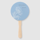 Minimalistisch Blue Floral Wedding Fan Fächer (Rückseite)