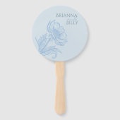 Minimalistisch Blue Floral Wedding Fan Fächer (Vorderseite)