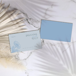 Minimalistisch Blue Floral Wedding Platzkarte