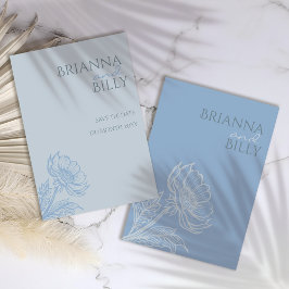 Minimalistisch Blue Floral Wedding Save The Date