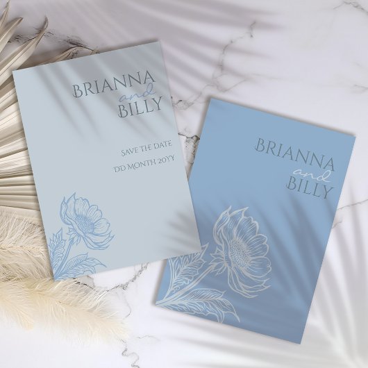 Minimalistisch Blue Floral Wedding Save The Date